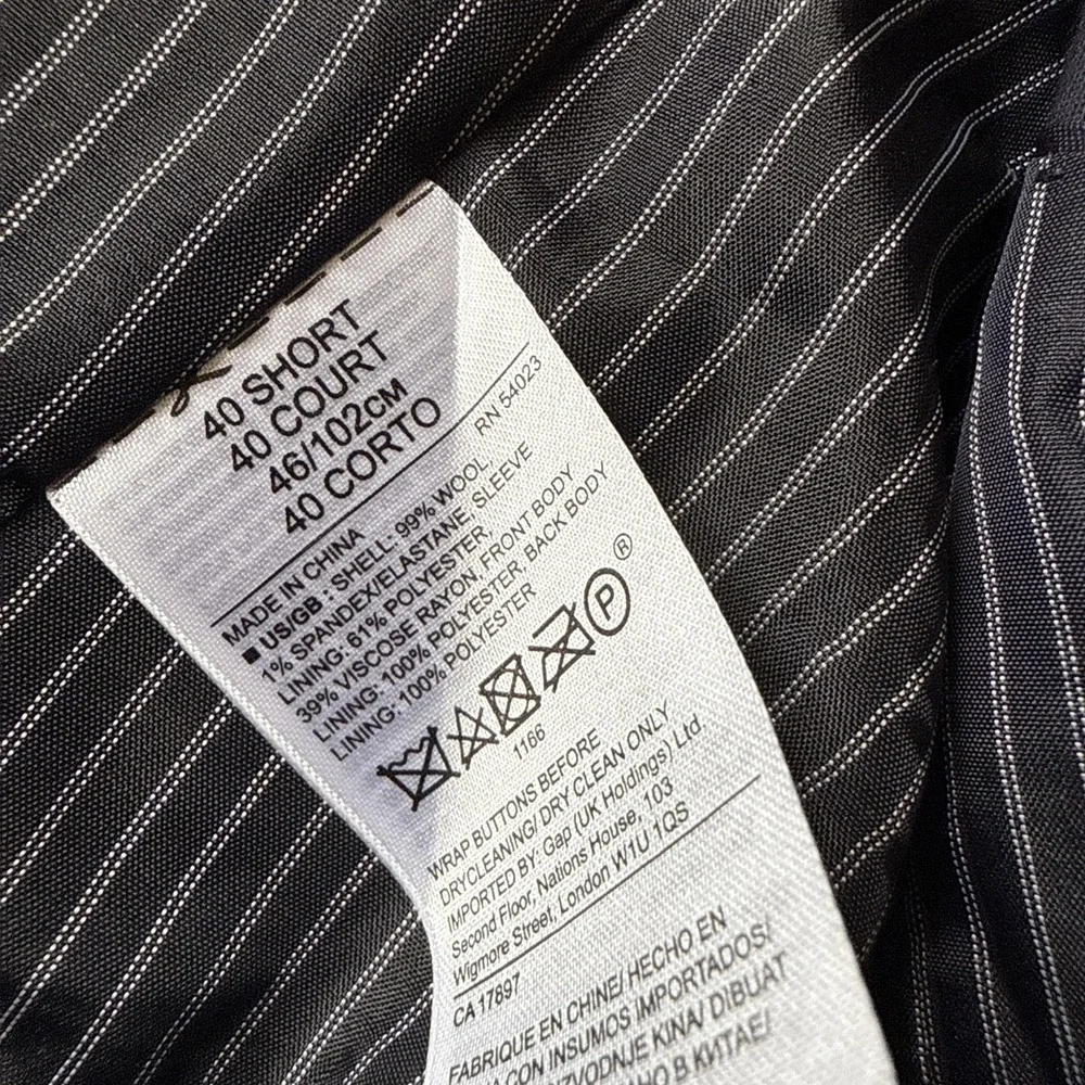 Banana Republic Double Breasted 40S Navy Blue Marzotto Wool Slim Blazer